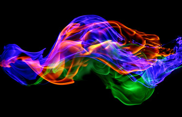 Fire - a wave of colored plasma fire elements consisting of a hot red-orange flame on a black background - a magical colored background for poster design