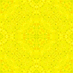 Yellow seamless kaleidoscope pattern background - abstract symmetrical vector wallpaper illustration with curved shapes