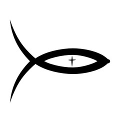 Christian symbolism, fish and cross, black pattern