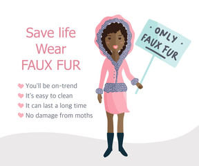 7311736 Woman voting rally against wearing natural fur.