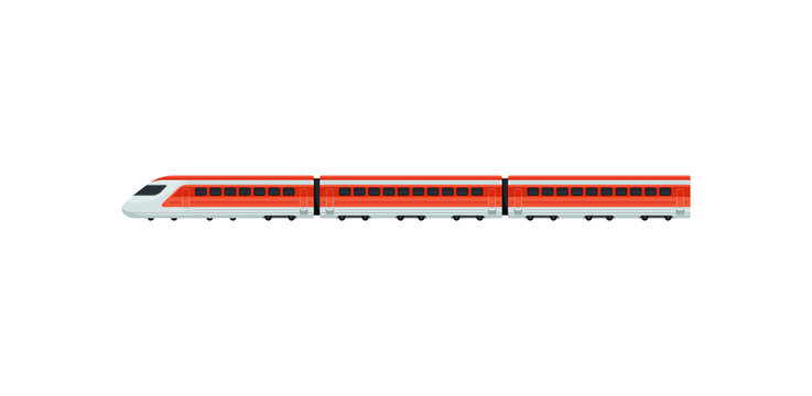 Express train for passengers of airport. Electric train. Public transport. Flat vector element for mobile app or promo banner
