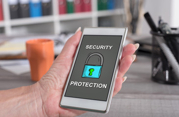 Cyber security concept on a smartphone