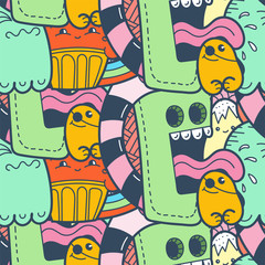 7291859 Funny doodle monsters seamless pattern for prints, designs and coloring books