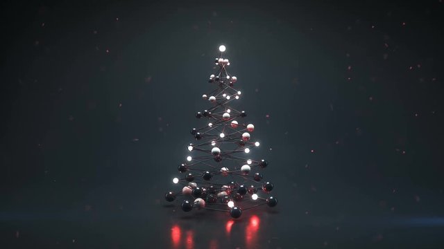 Christmas tree in futuristic technology style. 3D render loopable animation
