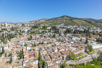 Fototapeta na wymiar Granada Spain - View of over the city. Granada is a historic city in Spain and a popular tourist destination