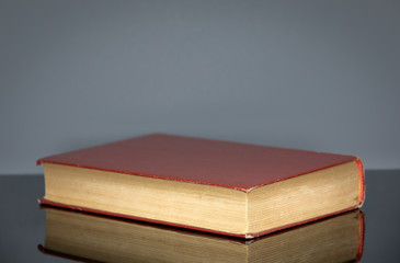 Book on gray background. Education, knowledge and skills concept