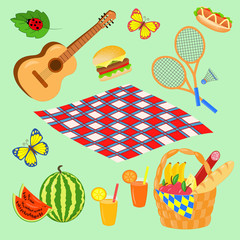 Vector picnic set on white background