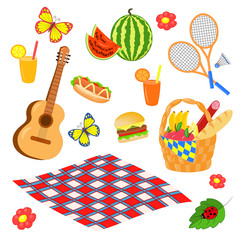 Vector picnic set on white background