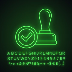 Stamp approved neon light icon