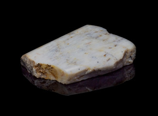 Natural belomorite stone on a black background