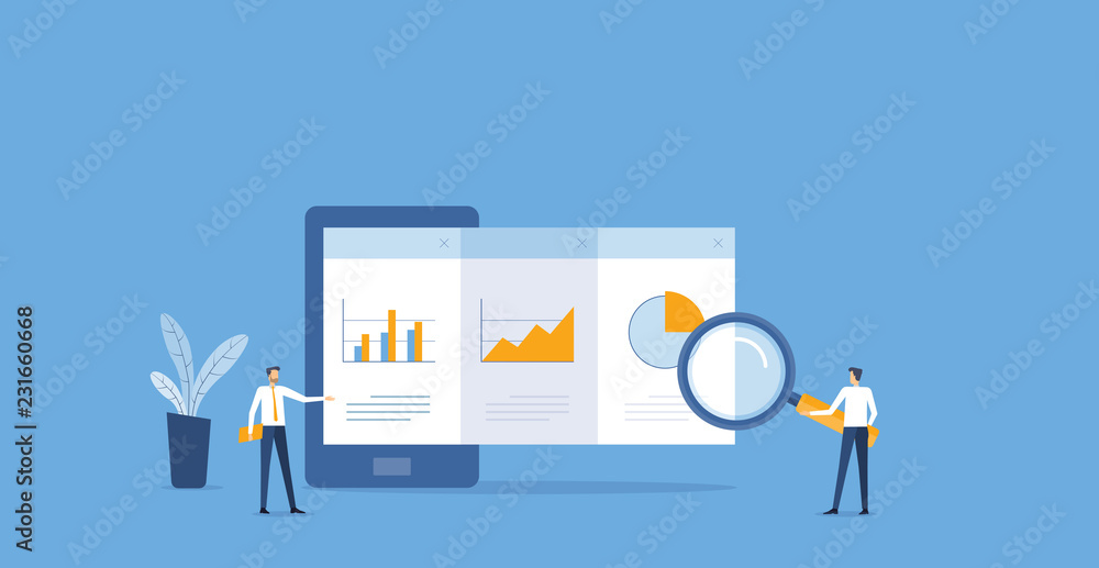 Aufkleber flat business analytics and monitoring  finance report graph on mobile  concept
