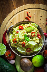 Background Delicious dip avocado paste tomato chilli pepper lime onion garlic dill coriander