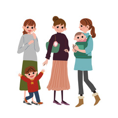 育児　女性　子育て　イラスト
