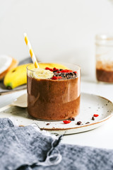 Banana,Coconut water,Chia seed and Cacao Smoothie