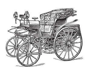 Fototapeta na wymiar Old car (automobile) / vintage illustration from Meyers Konversations-Lexikon 1897