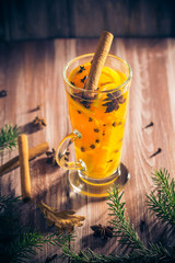 Warm tea orange cloves ginger lemon honey