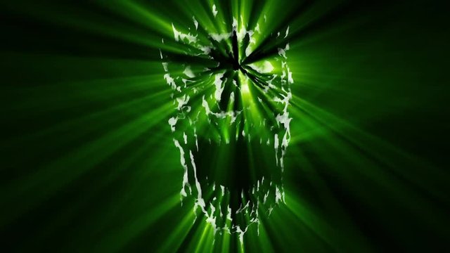 Green angry monster shabby head animation. Scary monster face. Genre of horror fantasy. Spooky monster face. Evil skull ghost. Creepy zombie attack in dark. Nightmare for Halloween. Welcome to hell! 