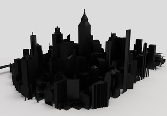 city buildings, illustration 3d