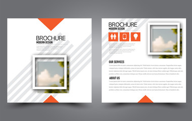 Square flyer template. Simple brochure design. Poster for business, education, advertisement, banner, ad banner. Orange color. Vector illustration.