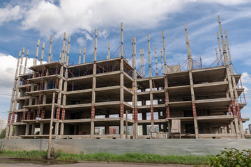 concrete frame building on abandoned construction site