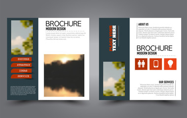 Square flyer template. Simple brochure design. Poster for business, education, advertisement, banner, ad banner. Blue and red color. Vector illustration.