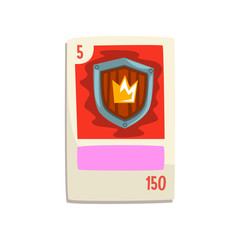 Board game card with royal shield with crown vector Illustration on a white background