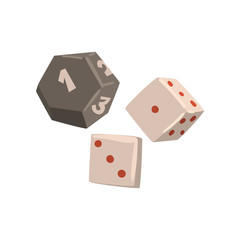 Dice cubes, board game element vector Illustration on a white background