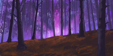 Wallpaper murals Aubergine Fairy Forest. SpitPaint. Concept Art. Fast Drawings. Sketch Paint. Realistic Style. Video Game Digital CG Artwork, Concept Illustration, Realistic Cartoon Style Scene Design  