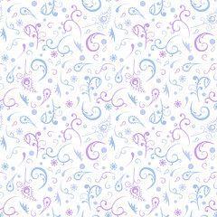 Light coloured illustrated seamless pattern