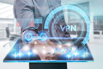 The concept of business, technology, the Internet and the network. A young entrepreneur working on...