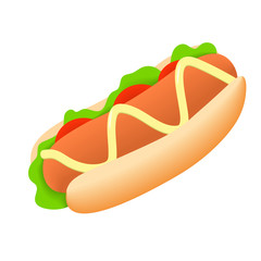 Hot dog on white background