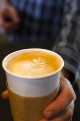 Latte Being Served at Coffee Shop Handing to Customer