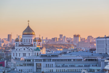 Obraz premium Cathedral of Christ the Savior church cathedral, Architecture and landmarks of Moscow at evening, Moscow, Russia.