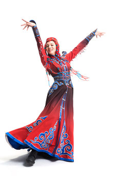 Women in the Mongolian costumes