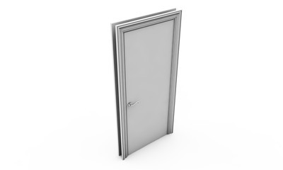 3d rendering of a door standing free on a white floor