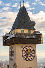Graz city symbol clock tower on Schlossberg hill