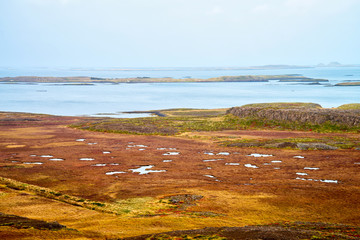 Autumn color in Iceland view from coast of the Northwest of Iceland