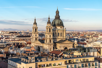 Fototapeta premium Saint Stephen Basilica in Budapest, Hungary aerial view as seen from Budapest Eye ferris wheel