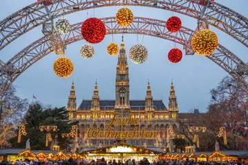 Crédence de cuisine en verre imprimé Vienne Marché de Noël à Vienne, Autriche