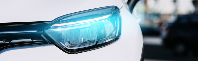 Obraz premium close up view of white car on street