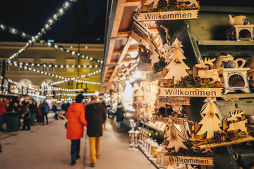 Salzburg Christmas Market decorated for advent at night