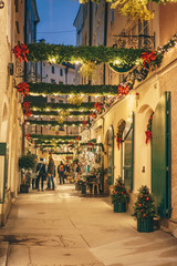 Salzburg old city streets decorated for Christmas advent