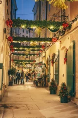 Foto op Canvas Salzburg old city streets decorated for Christmas advent © Calin Stan