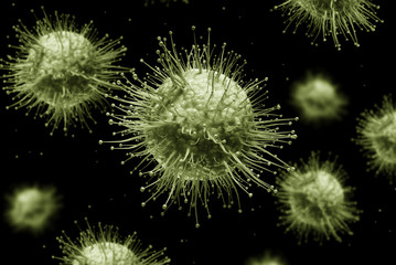 3D rendering background of virus cells close up 