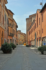 Fototapeta na wymiar Imola, Italy, old Emilia street. Defined by Romans 2000 years ago.