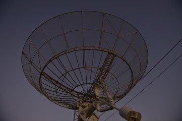 The observatory in the evening,The silhouette of a radio telescope