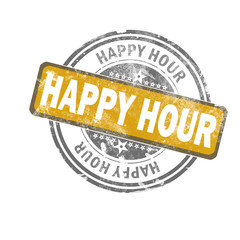 Happy hour yellow vintage stamp