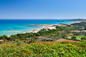 Foto panoramica del sud della Sardegna in pieno Giorno e in periodo primaverile