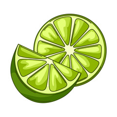 Illustration of limes whole and slices.