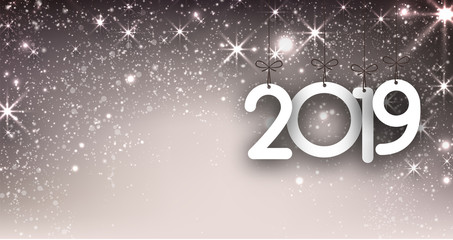 Grey shiny 2019 New Year background.
